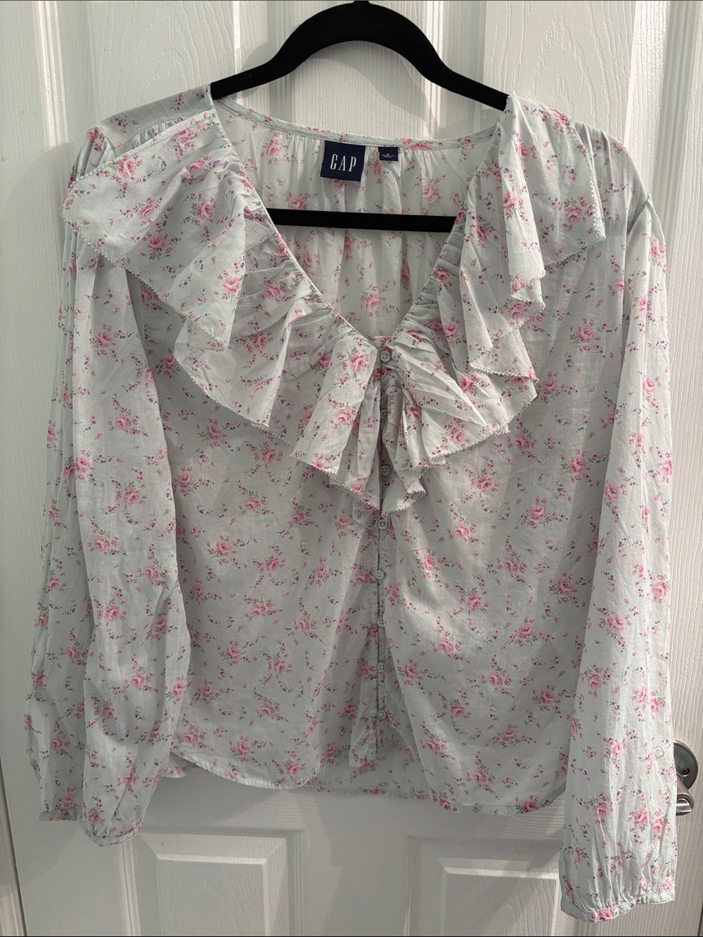 GAP Floral Ruffle Tie Front Blouse Cottagecore Coquette Top